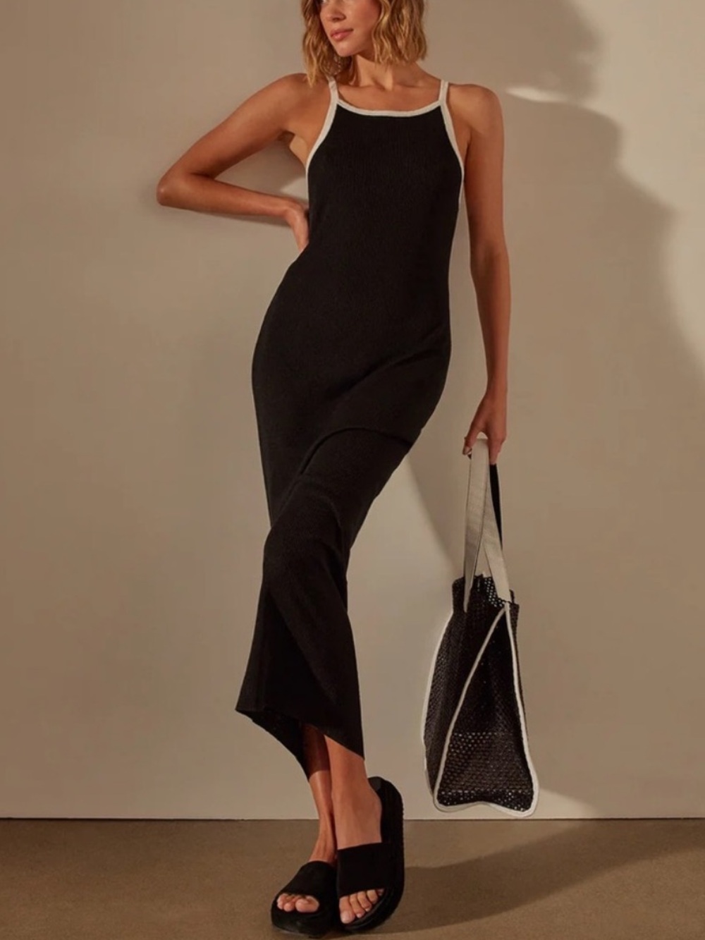 James Perse Black Sz 3 with White Trim, Boho, Preppy, Coquette,